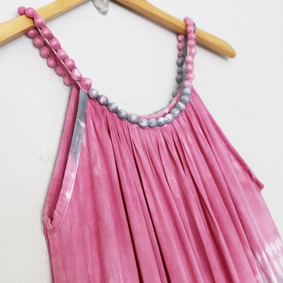 Napua Collection Honolulu Hawaii Beaded Halter Neck Maxi Dress Tie Dye Ombre OS - Picture 2 of 13